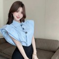 泡泡袖翻领衬衫